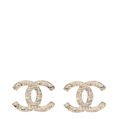 Chanel Metal Scarab CC Earrings Light Gold 1 of 5