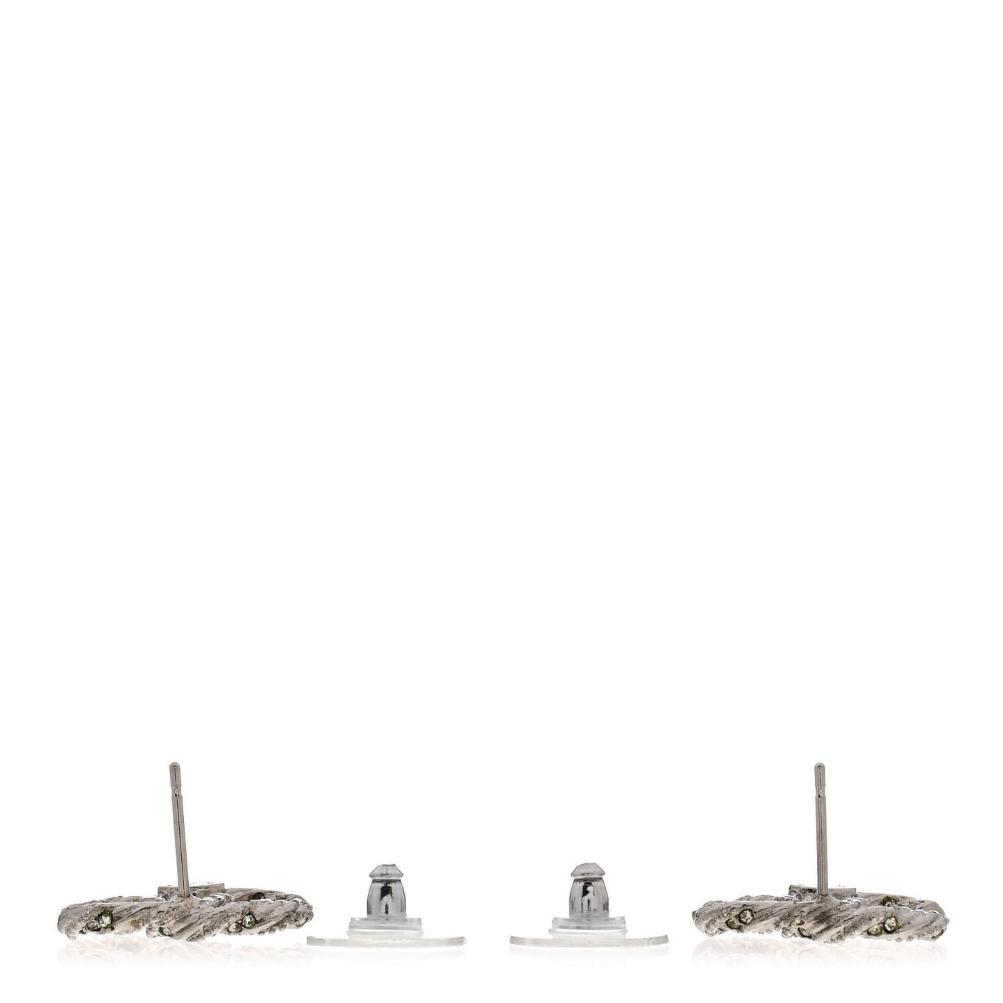 Crystal Twisted CC Earrings Silver