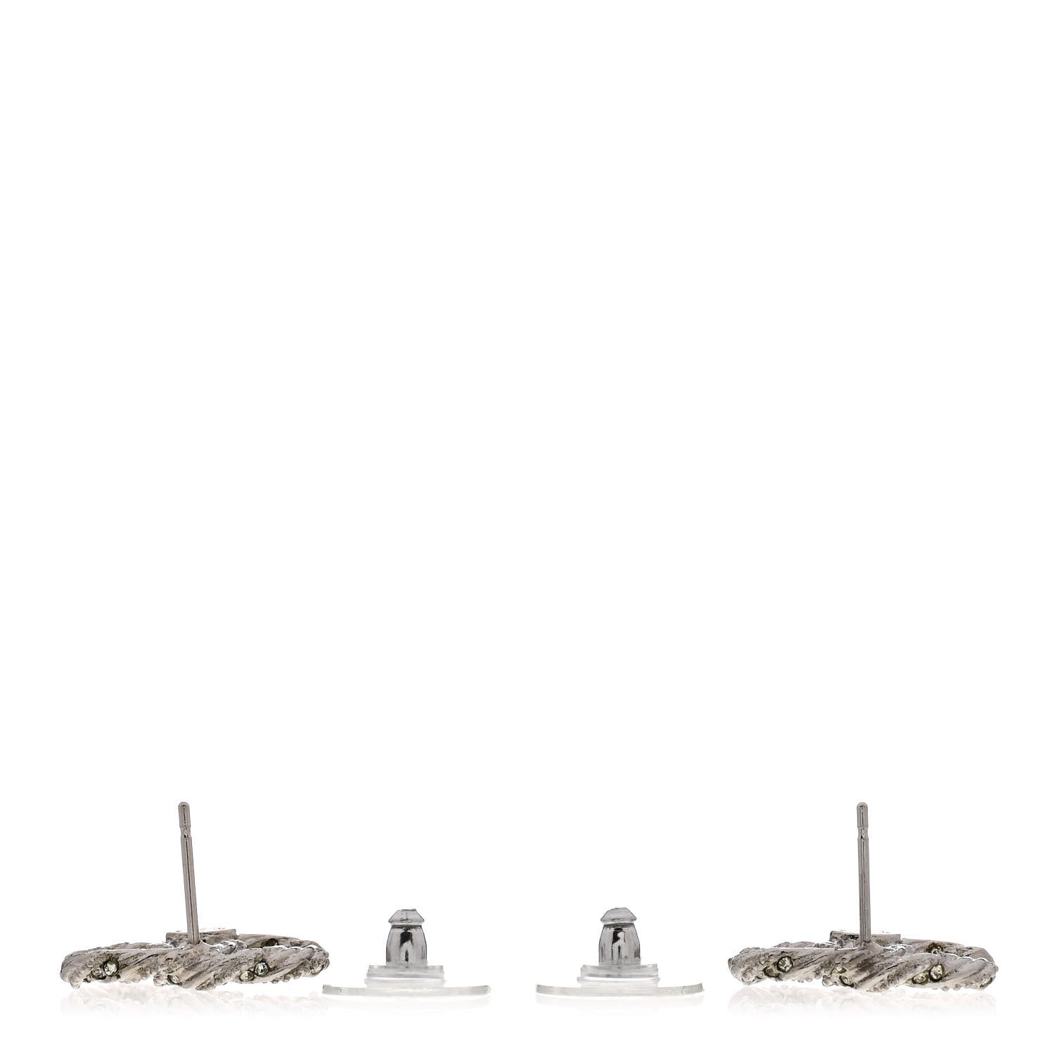 Chanel Crystal Twisted CC Earrings Silver 3 of 7