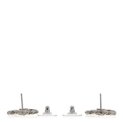 Chanel Crystal Twisted CC Earrings Silver 3 of 7