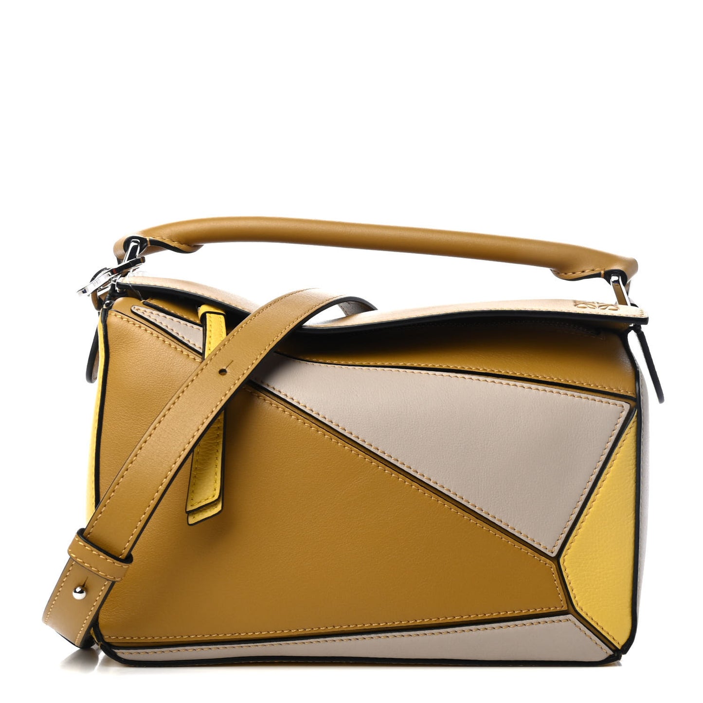 Grained Calfskin Small Puzzle Bag Ocre Yellow