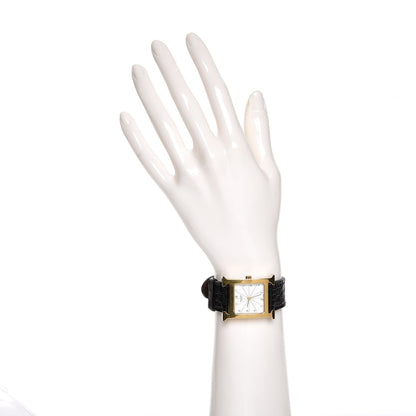 Hermes Stainless Steel Alligator 26mm Heure H Hour Quartz Watch Noir 2 of 8