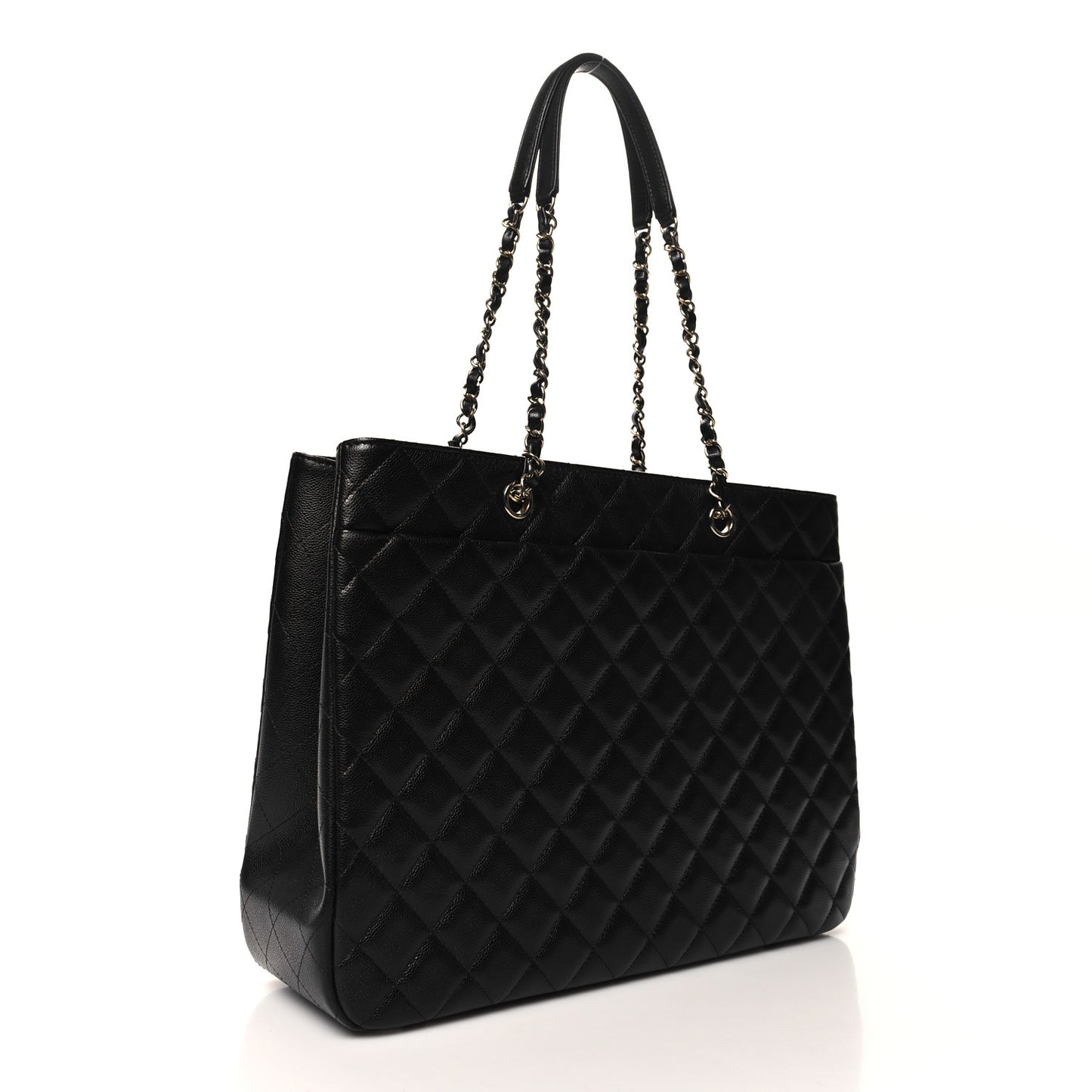 Caviar Quilted Large Shopping Tote Black