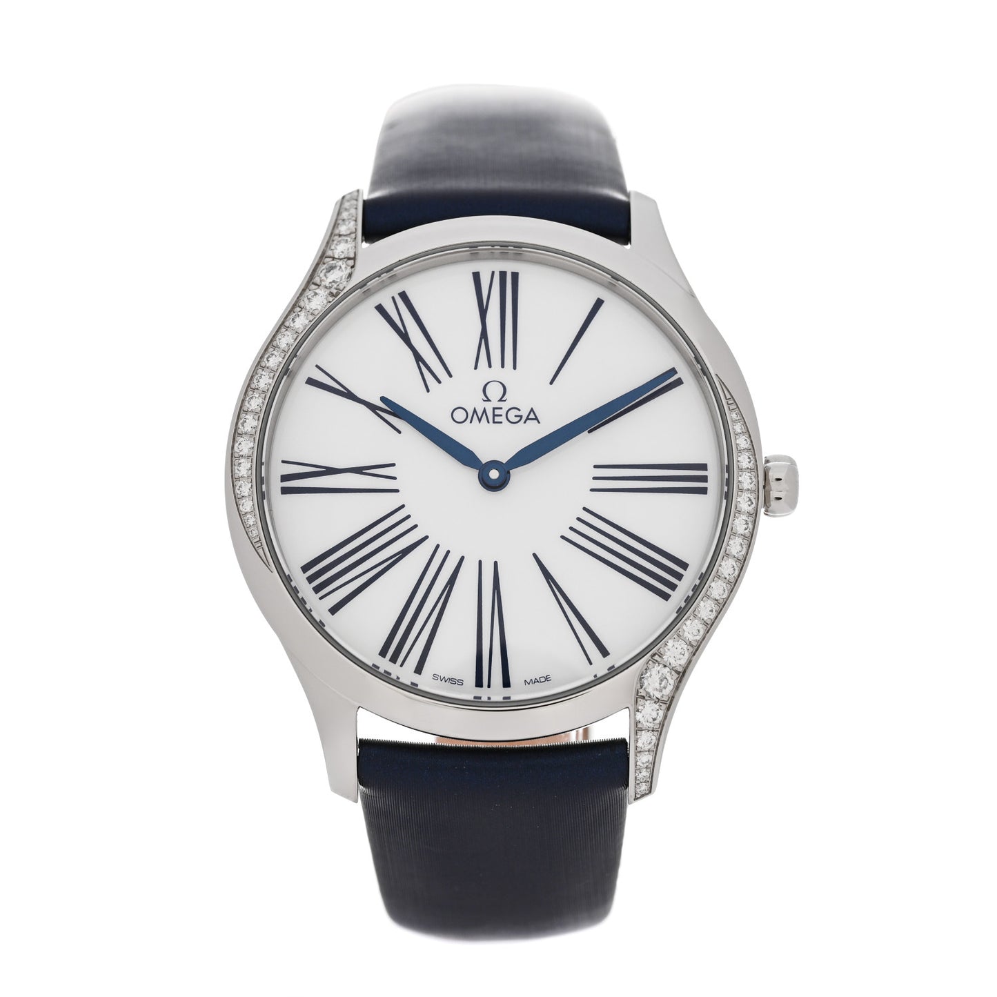 Stainless Steel Satin Diamond Bezel 36mm De Ville Tresor Quartz Watch White 428.17.36.60.04.001