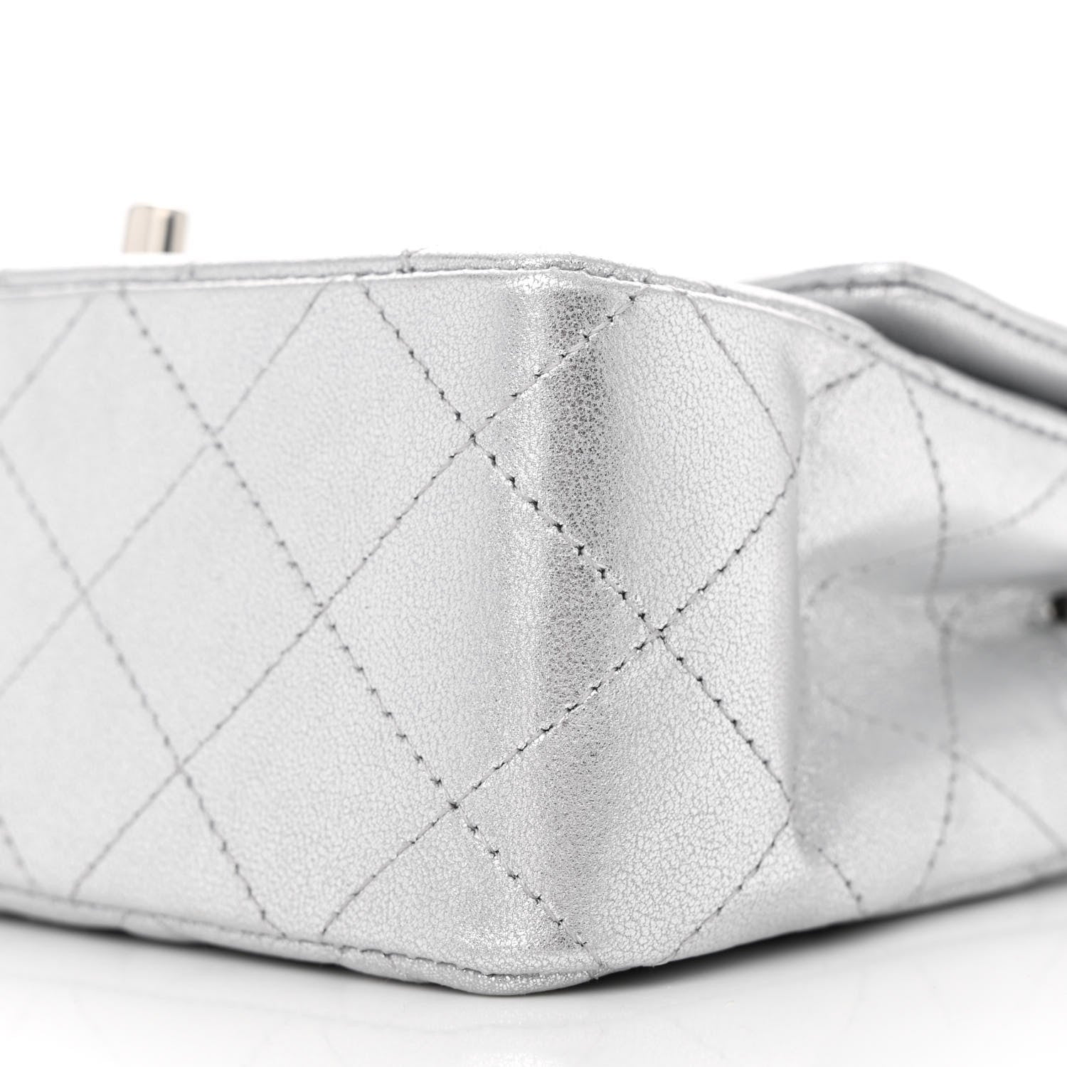 Chanel Metallic Lambskin Quilted Mini Rectangular Flap Silver 10 of 10