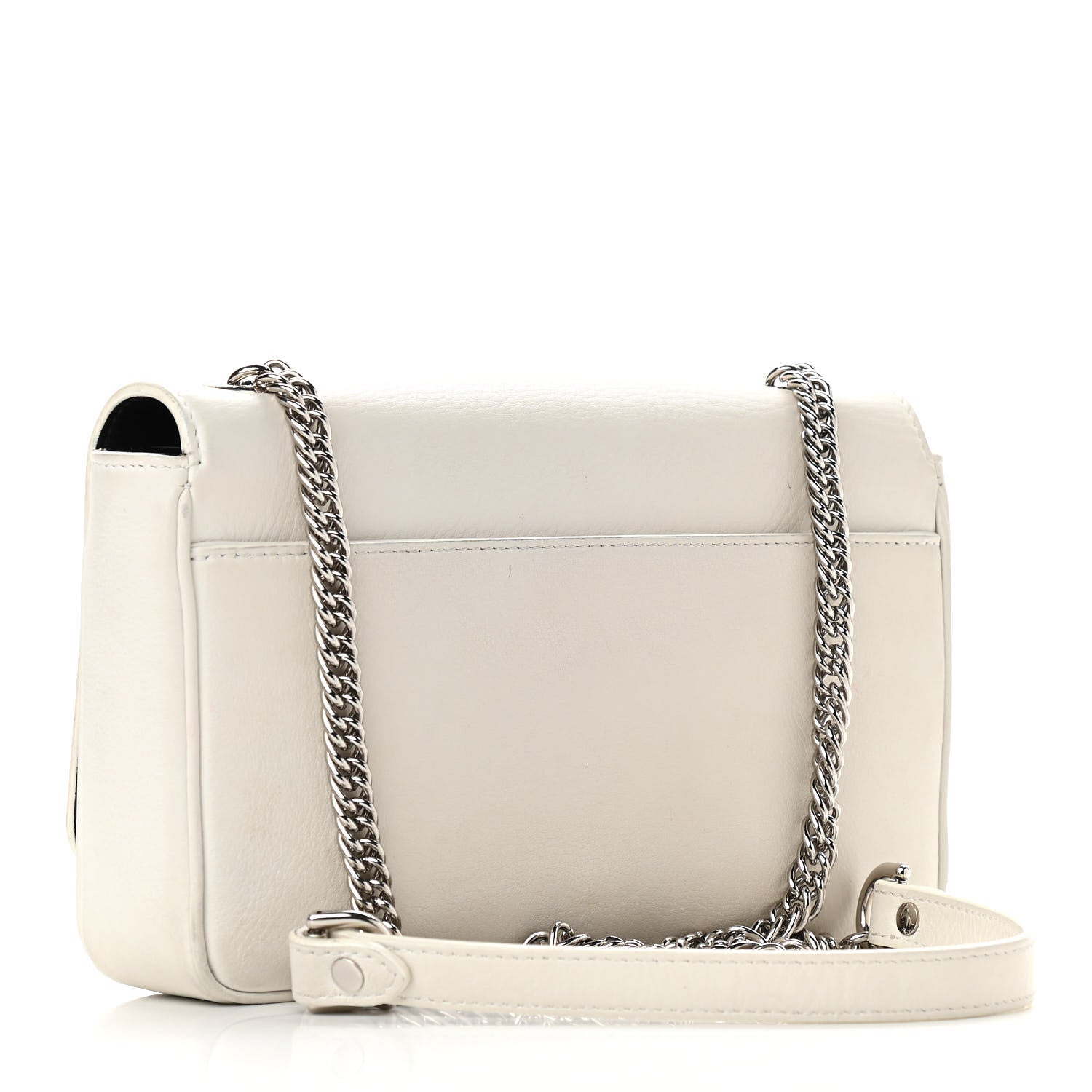 Balenciaga Pebbled Calfskin Logo Everyday Flap Chain Wallet White 3 of 12