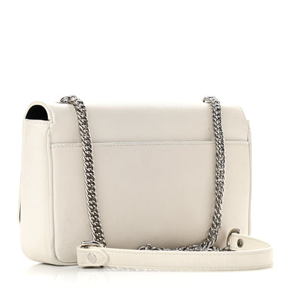 Balenciaga Pebbled Calfskin Logo Everyday Flap Chain Wallet White 3 of 12