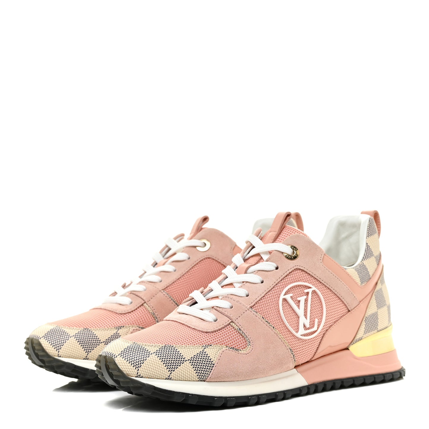 Suede Damier Azur Run Away Sneakers 40 Pink