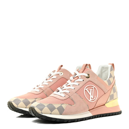 Louis Vuitton Suede Damier Azur Run Away Sneakers 40 Pink 3 of 10