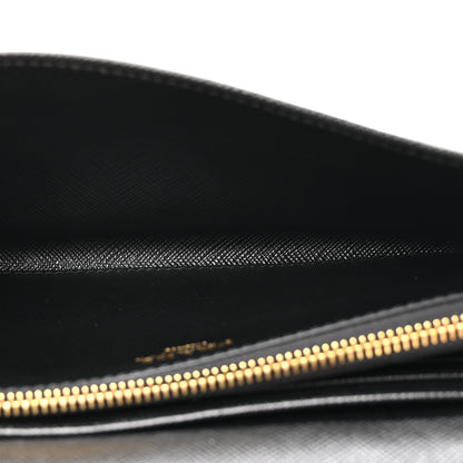 Prada Tessuto Saffiano Triangle Logo Continental Flap Travel Wallet Black 5 of 9