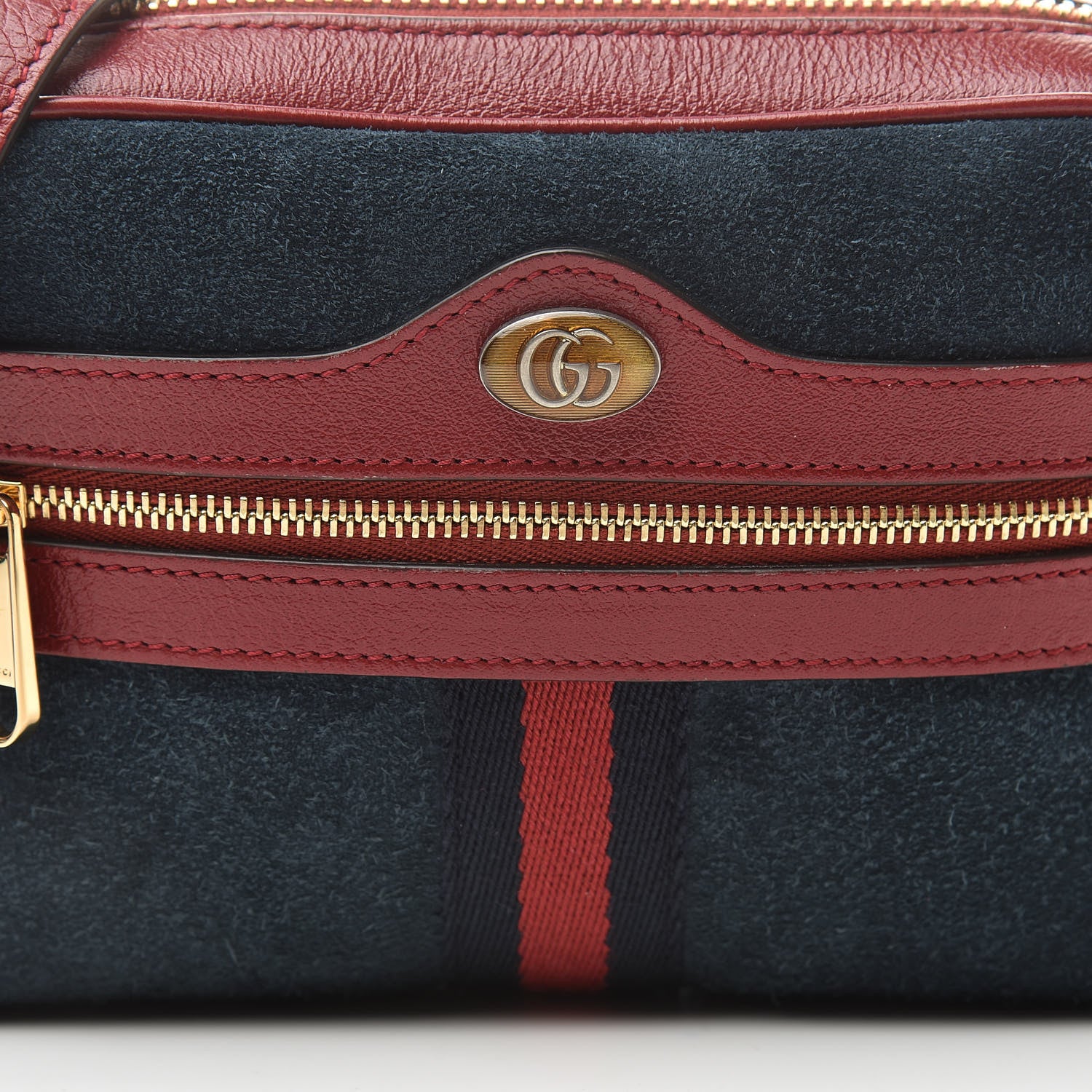 Gucci Suede Calfskin Web Mini Ophidia Shoulder Bag New Blue Romantic Cherry 8 of 12