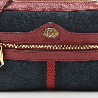 Gucci Suede Calfskin Web Mini Ophidia Shoulder Bag New Blue Romantic Cherry 8 of 12