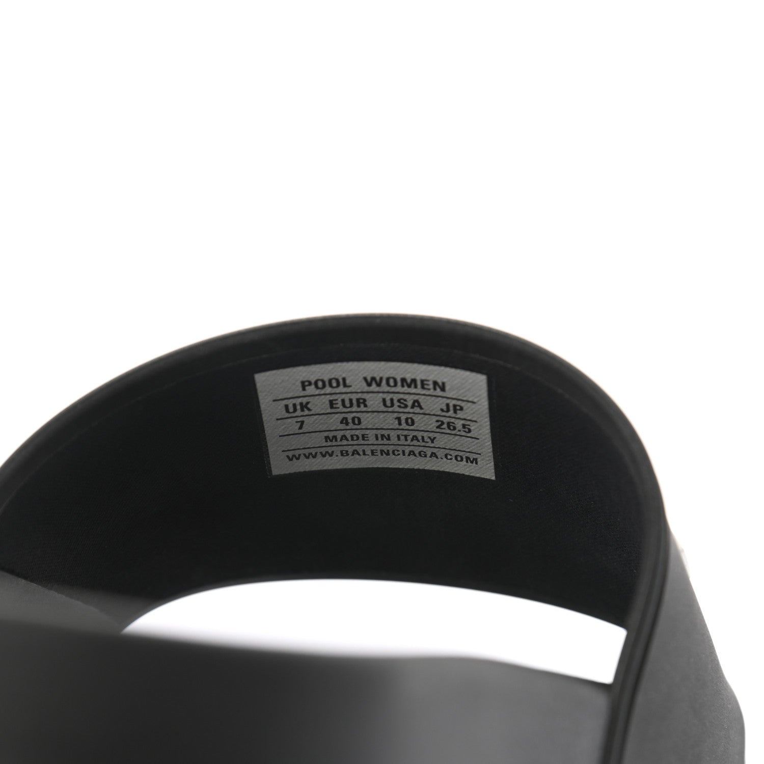 Balenciaga Rubber Womens Logo Pool Slide Sandals 40 Black White 7 of 8