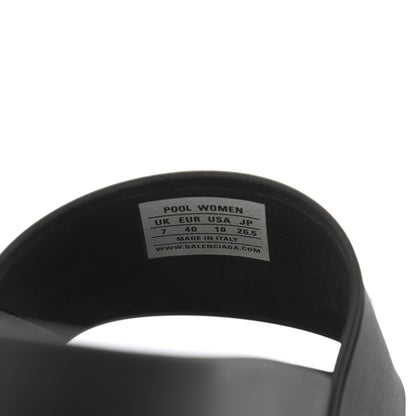 Balenciaga Rubber Womens Logo Pool Slide Sandals 40 Black White 7 of 8