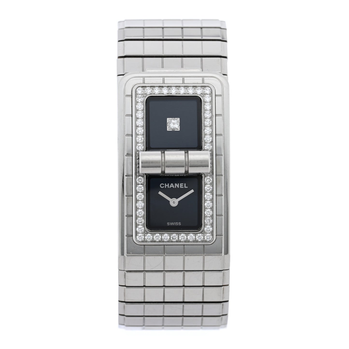 Stainless Steel Diamond Bezel 21mm Code Coco Quartz Watch Black