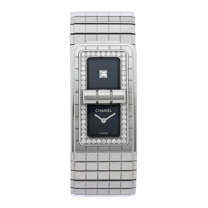 Chanel Stainless Steel Diamond Bezel 21mm Code Coco Quartz Watch Black 1 of 5