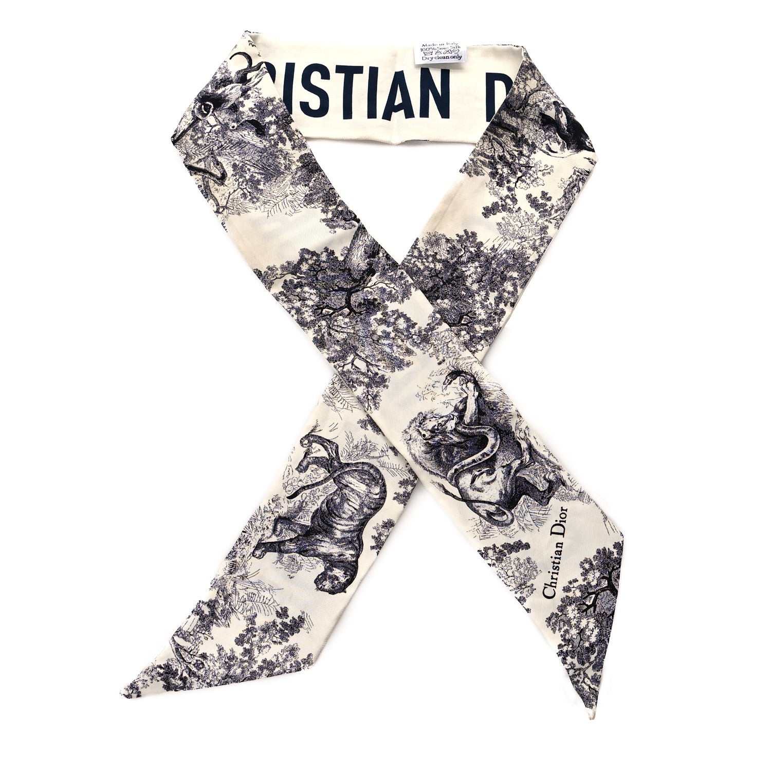 Christian Dior Silk Toile De Jouy Mitzah Scarf White 1 of 6