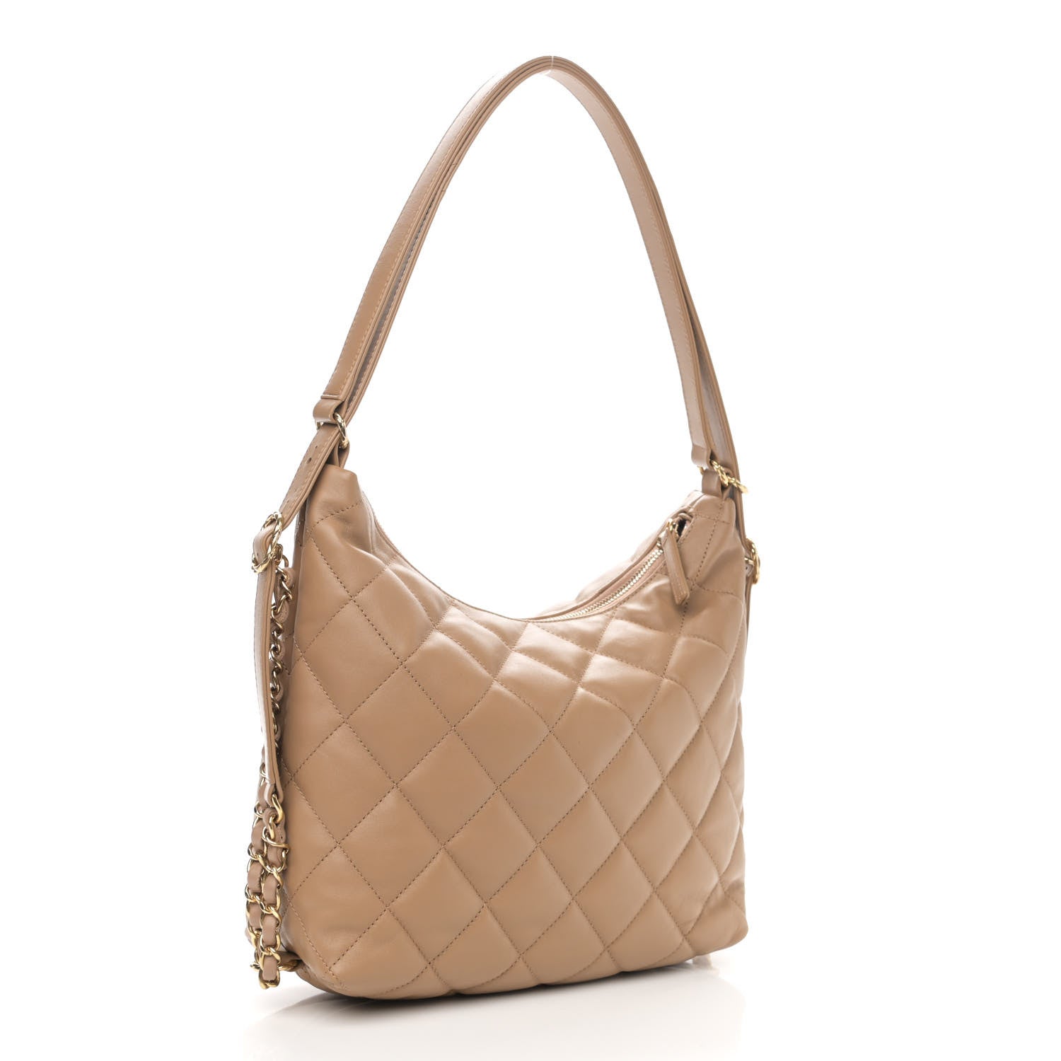 Chanel Lambskin Quilted Maxi Hobo Beige 4 of 11