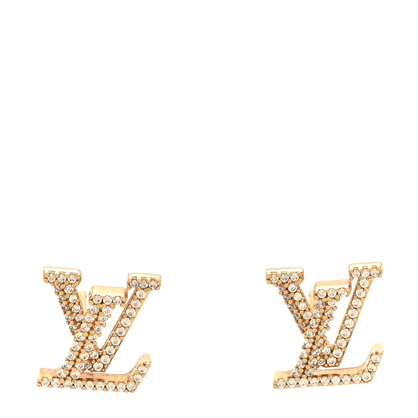 Metal Crystal LV Iconic Earrings Gold