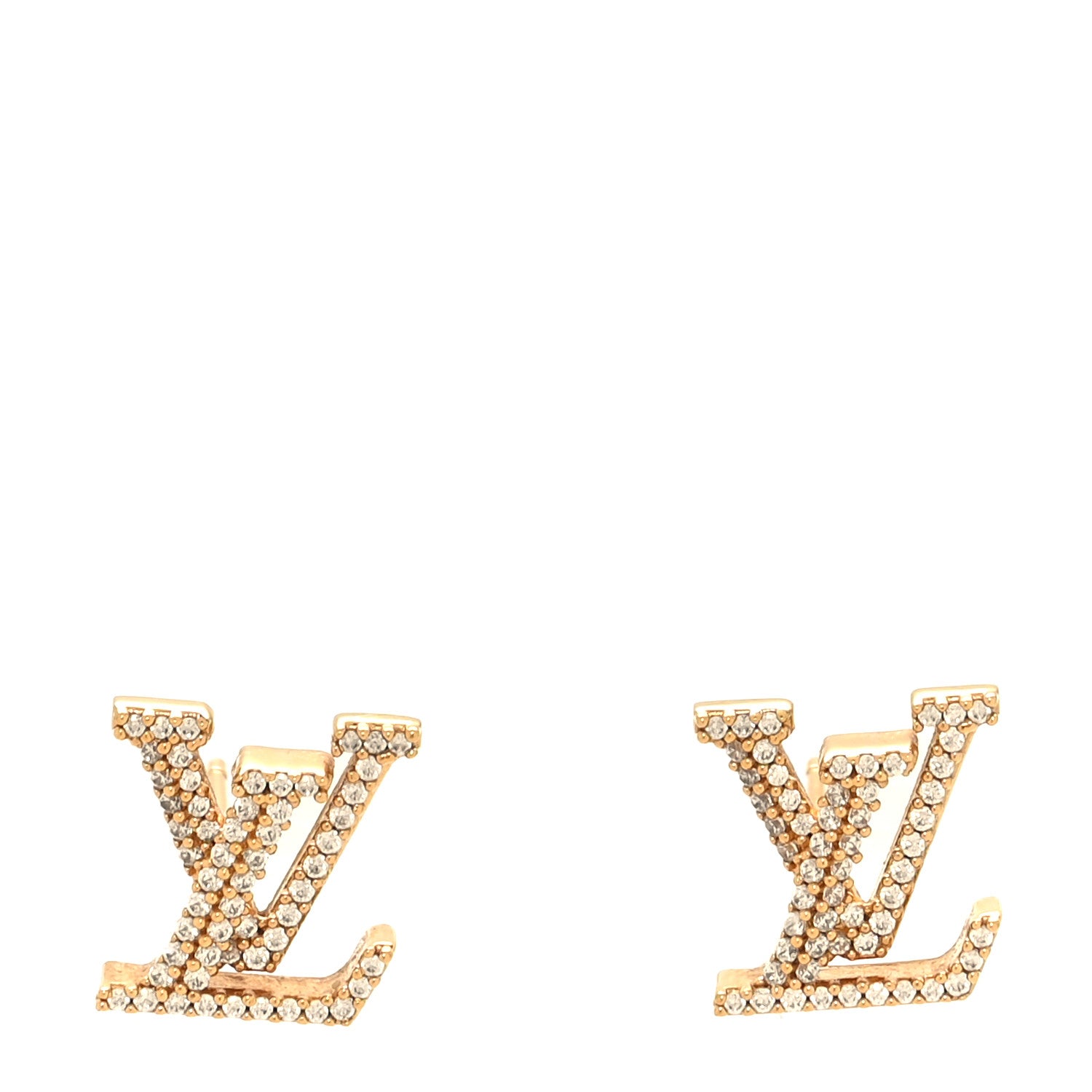Louis Vuitton Metal Crystal LV Iconic Earrings Gold 1 of 6