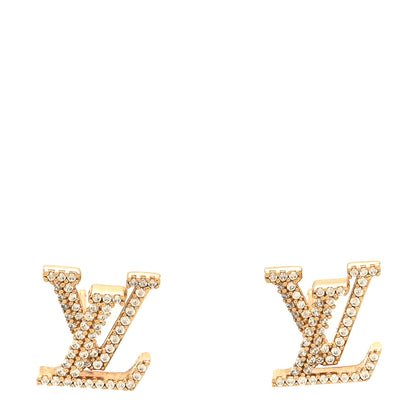 Louis Vuitton Metal Crystal LV Iconic Earrings Gold 1 of 6