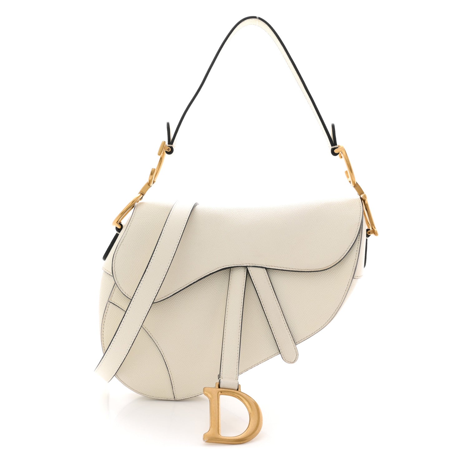 Christian Dior Grained Calfskin Saddle Bag With Strap Latte 1 of 13