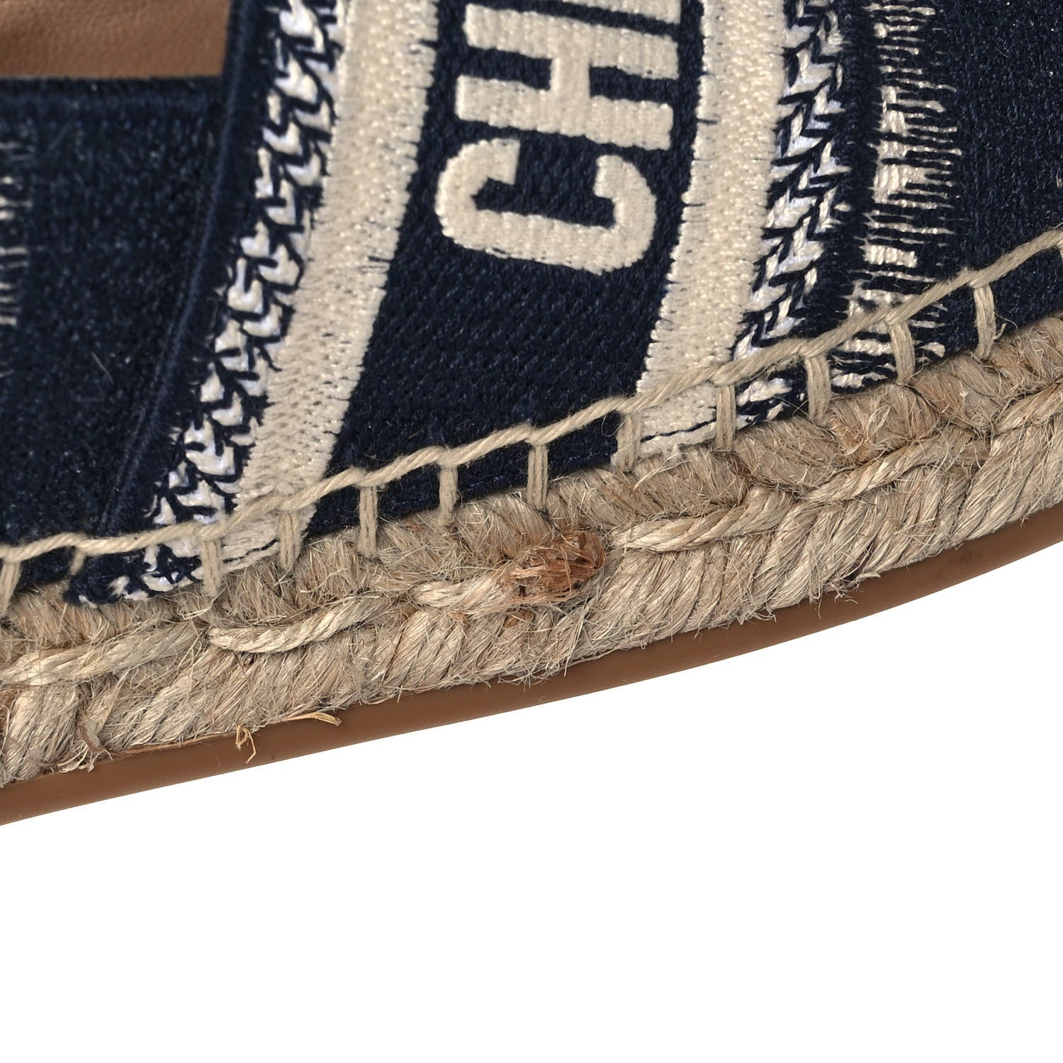 Christian Dior Cotton D-Stripes Embroidered Granville 15mm Espadrilles 37 Deep Blue 9 of 12
