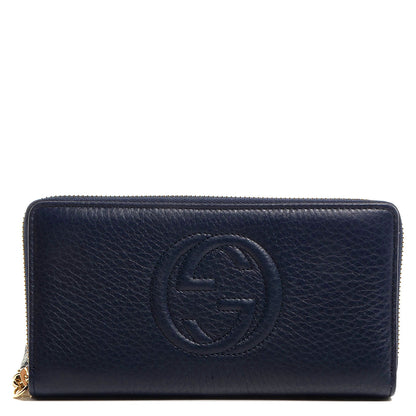 Gucci Pebbled Calfskin Soho Zip Around Wallet Blue 1 of 8