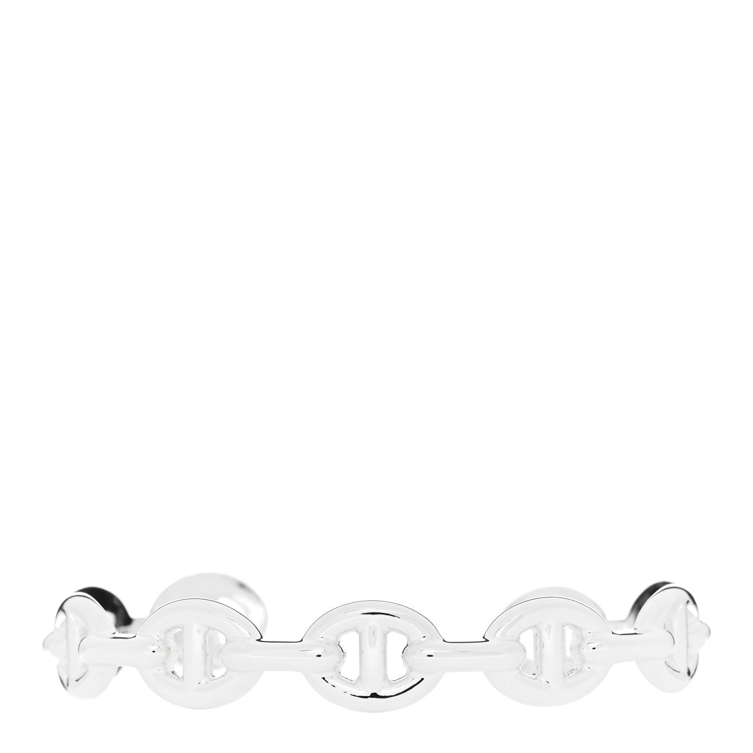 Hermes Sterling Silver MM Chaine d'Ancre Enchainee Cuff Bracelet LG 1 of 4