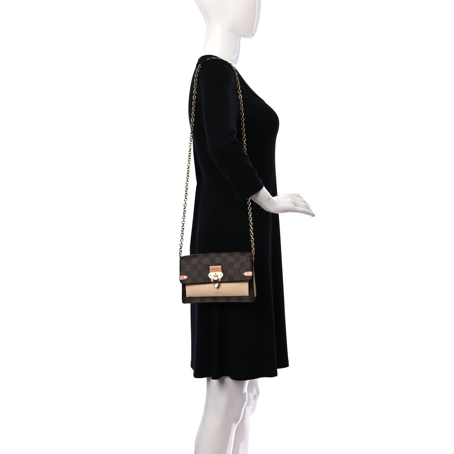 Damier Ebene Vavin Chain Wallet Creme