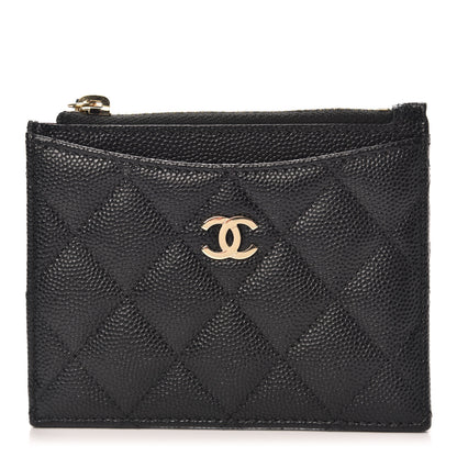 Chanel Caviar Quilted CC Zip Card Holder Black 1 of 8