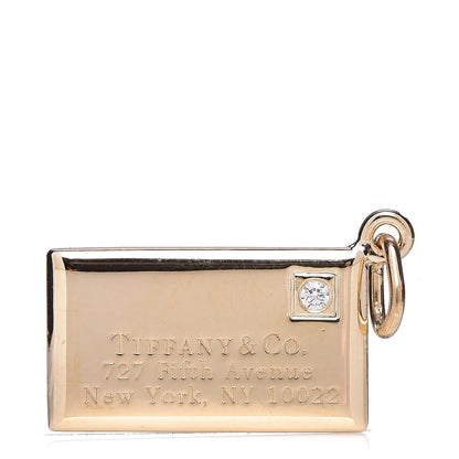 Tiffany 18K Yellow Gold Diamond Envelope Charm 1 of 2
