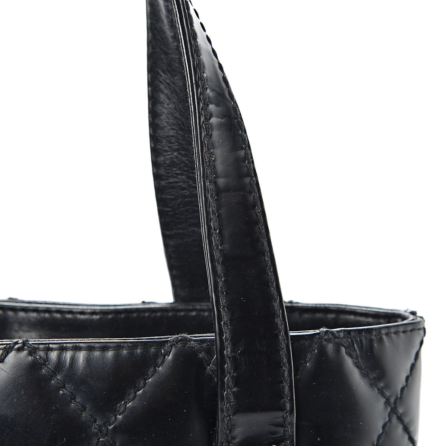 Calfskin Quilted Small Surpique Stitch Tote Black
