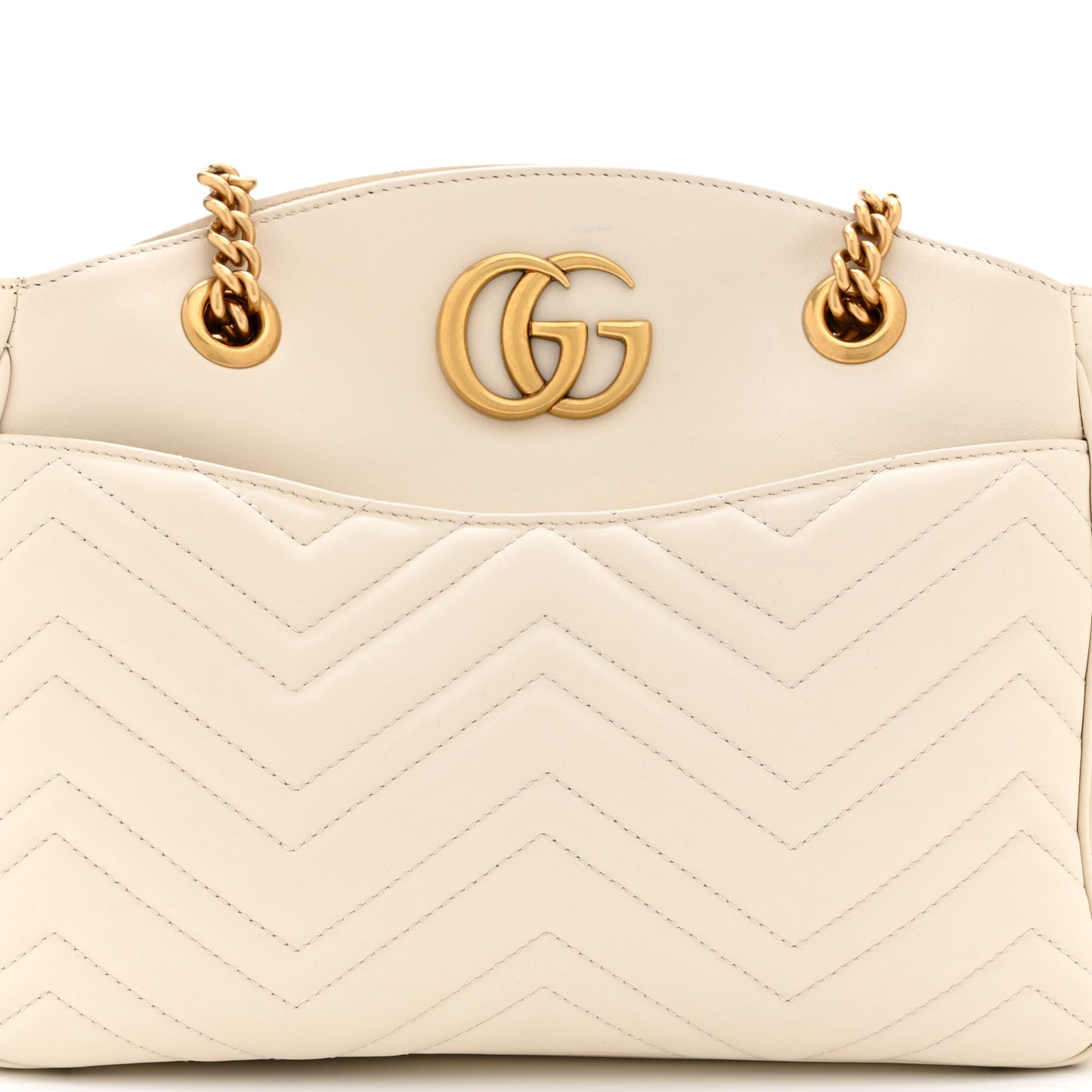 Calfskin Matelasse Medium GG Marmont Open Top Shoulder Bag White