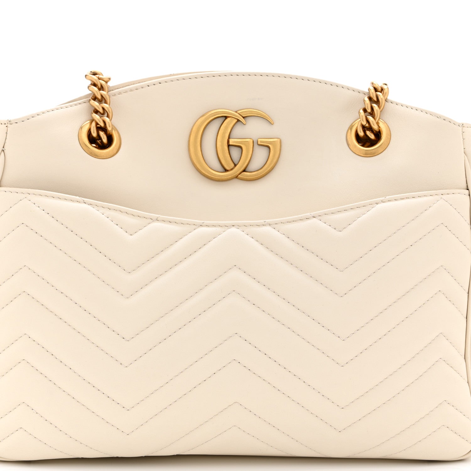 Gucci Calfskin Matelasse Medium GG Marmont Open Top Shoulder Bag White 9 of 12