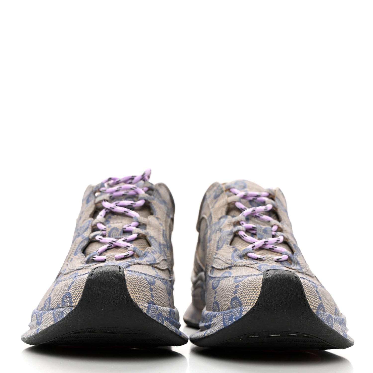 Gucci Ultralight Plume Calfskin Monogram Printed Mens Gucci Run Sneakers 10.5 Beige Blue 2 of 8