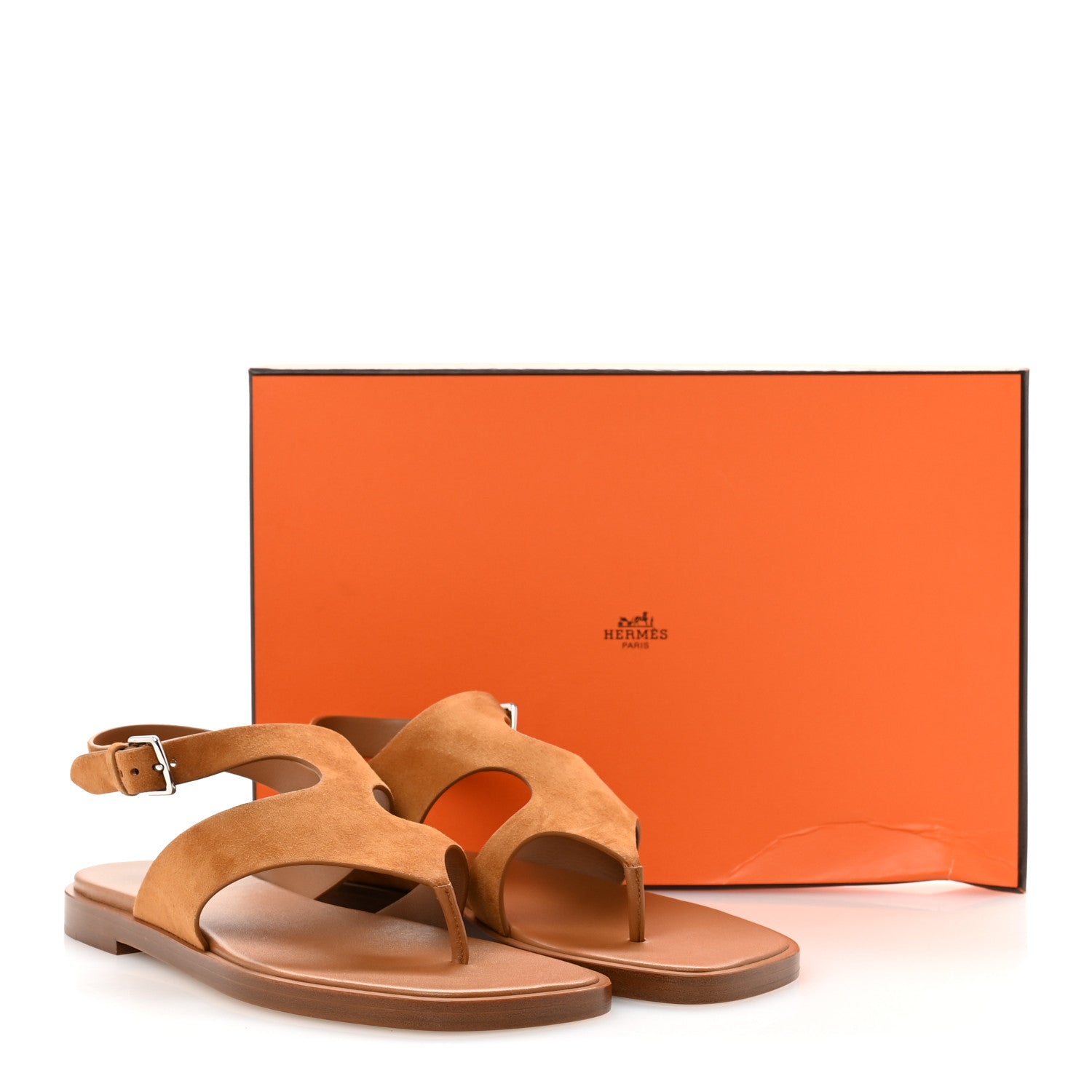 Hermes Suede Goatskin Karem Sandals 38.5 Naturel 10 of 10