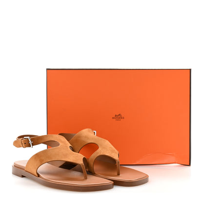Hermes Suede Goatskin Karem Sandals 38.5 Naturel 10 of 10