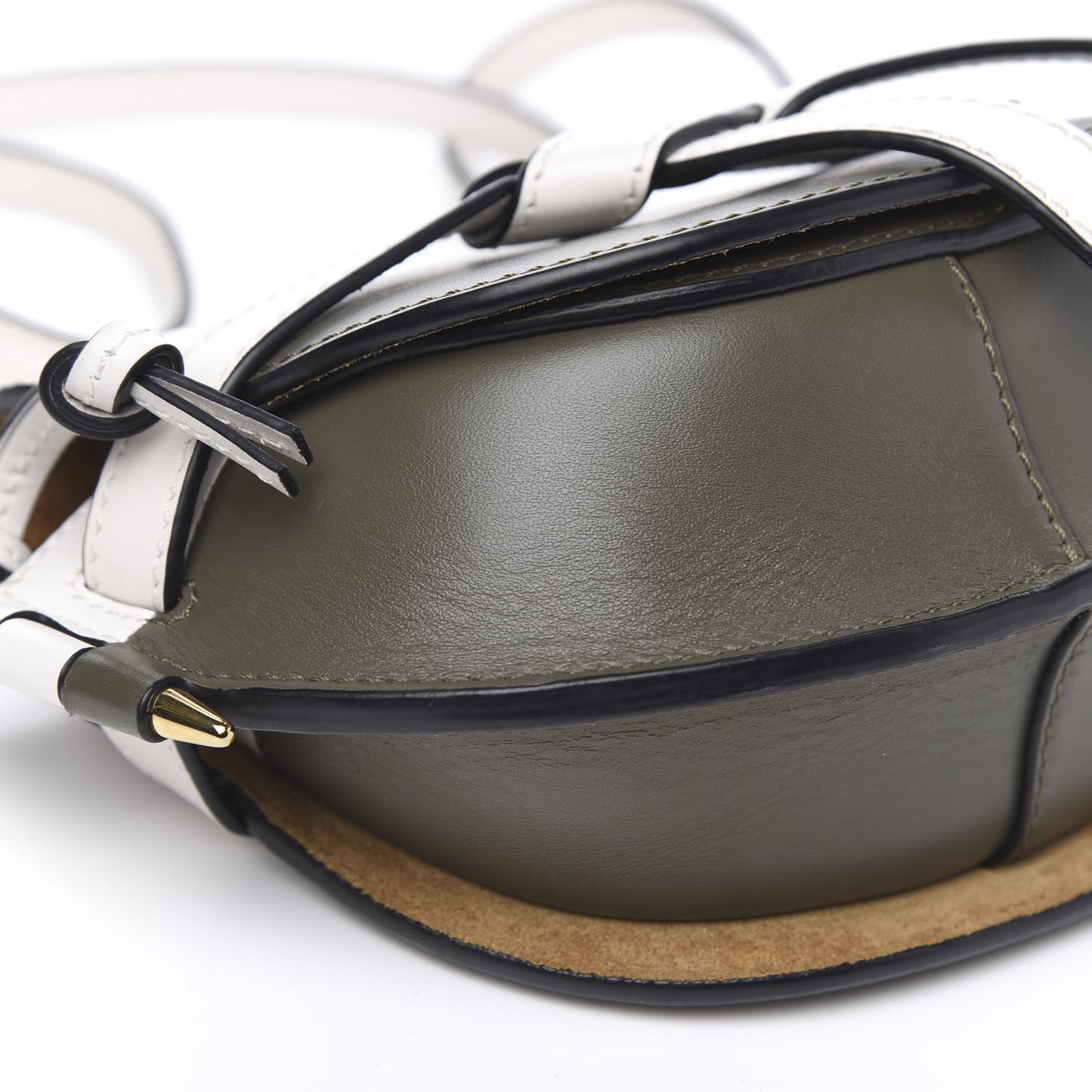 Calfskin Mini Gate Crossbody Bag Khaki Green Soft White