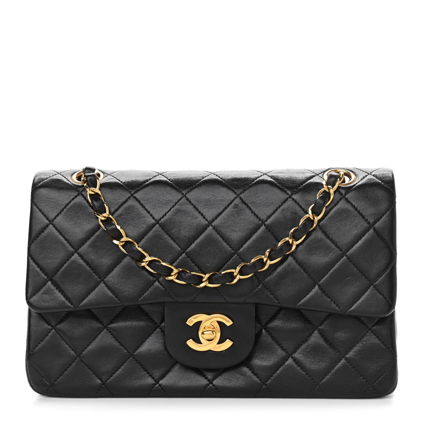 Lambskin Quilted Small Double Flap Black