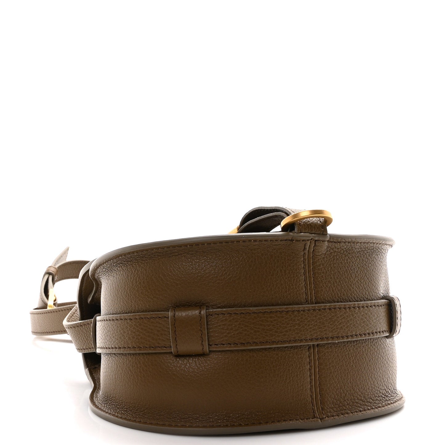 Grained Calfskin Small Marcie Saddle Bag Dark Khaki