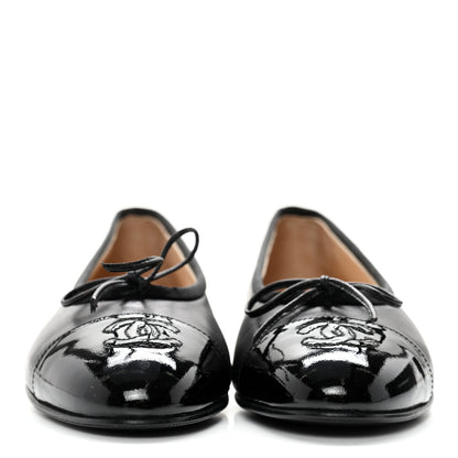 Chanel Lambskin Patent CC Cap Toe Ballerina Flats 35.5 Black 2 of 11