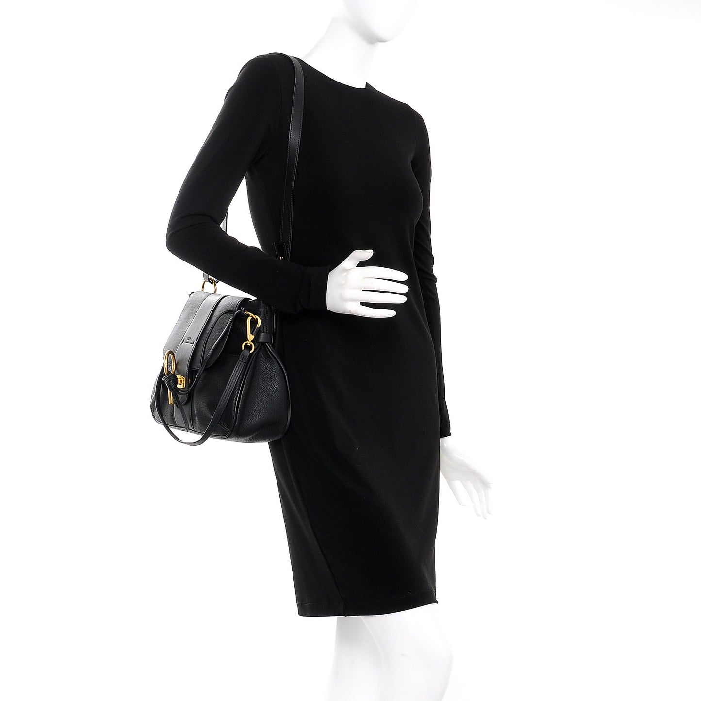 Grained Lambskin Calfskin Small Lexa Shoulder Bag Black
