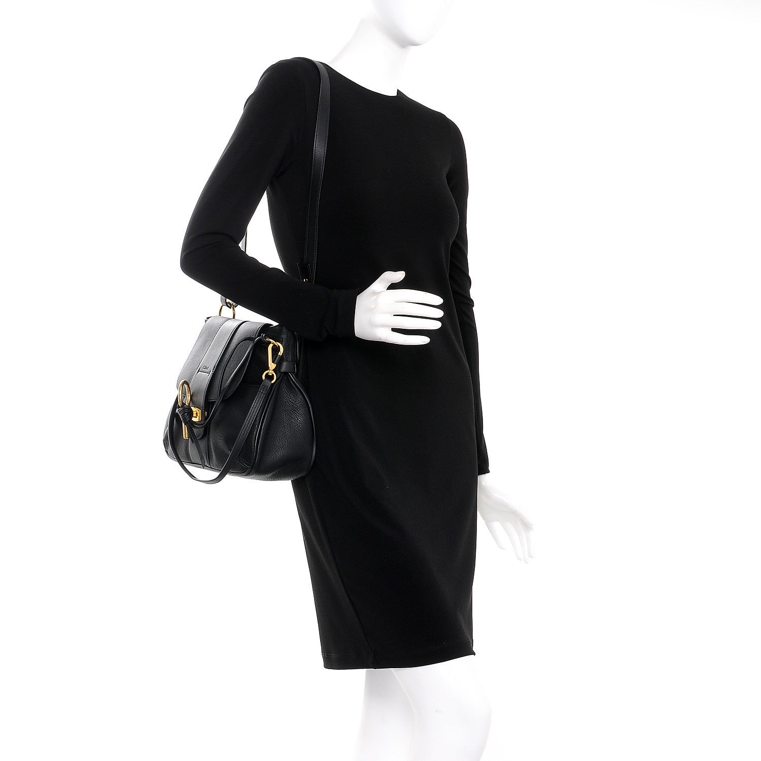 Chloe Grained Lambskin Calfskin Small Lexa Shoulder Bag Black 2 of 12