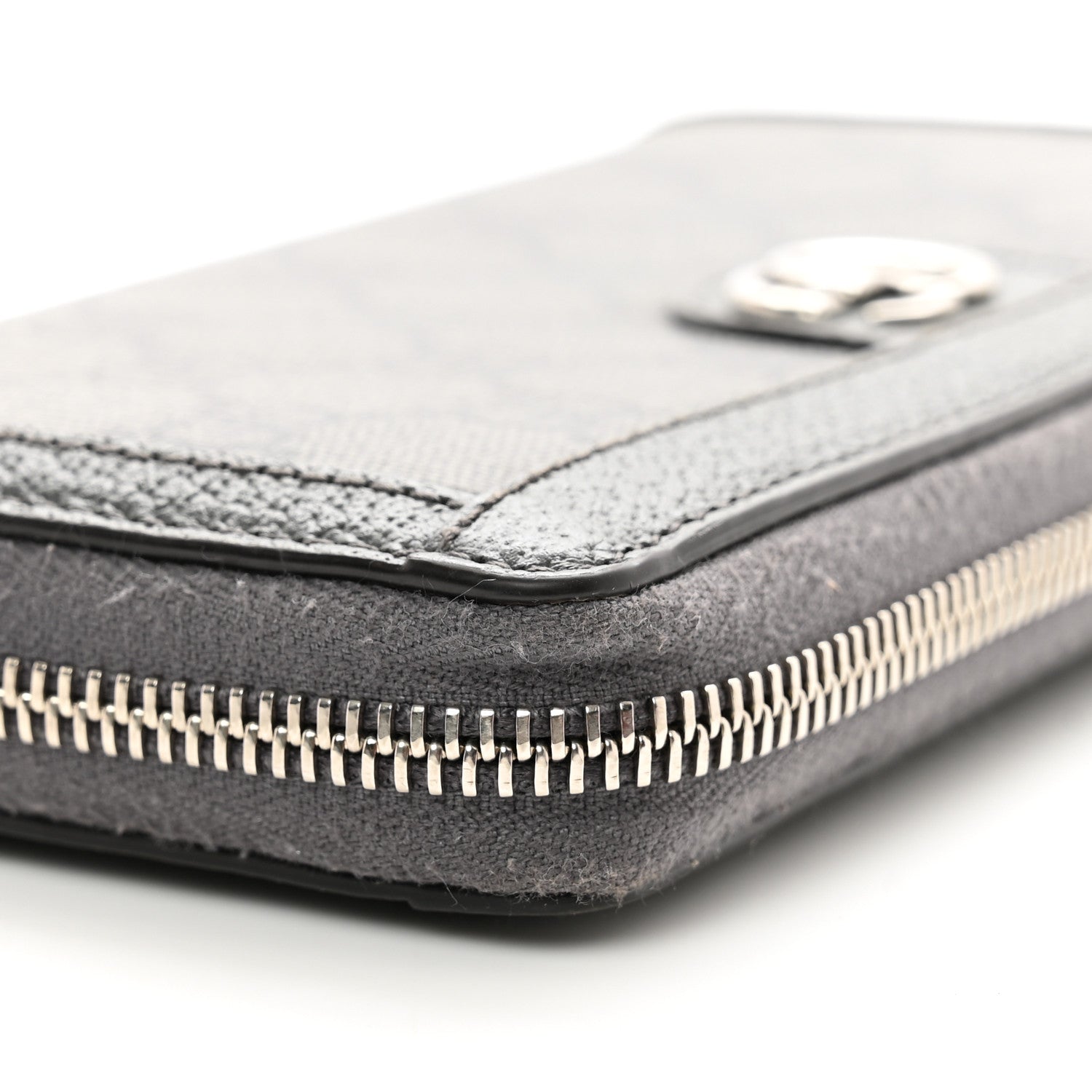 Gucci GG Supreme Monogram Textured Dollar Calfskin Ophidia Zip Around Wallet Grey Black Graphite Grey 8 of 9