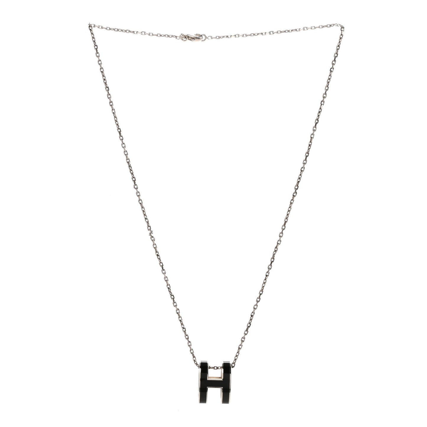 Lacquered Palladium Pop H Pendant Necklace Black