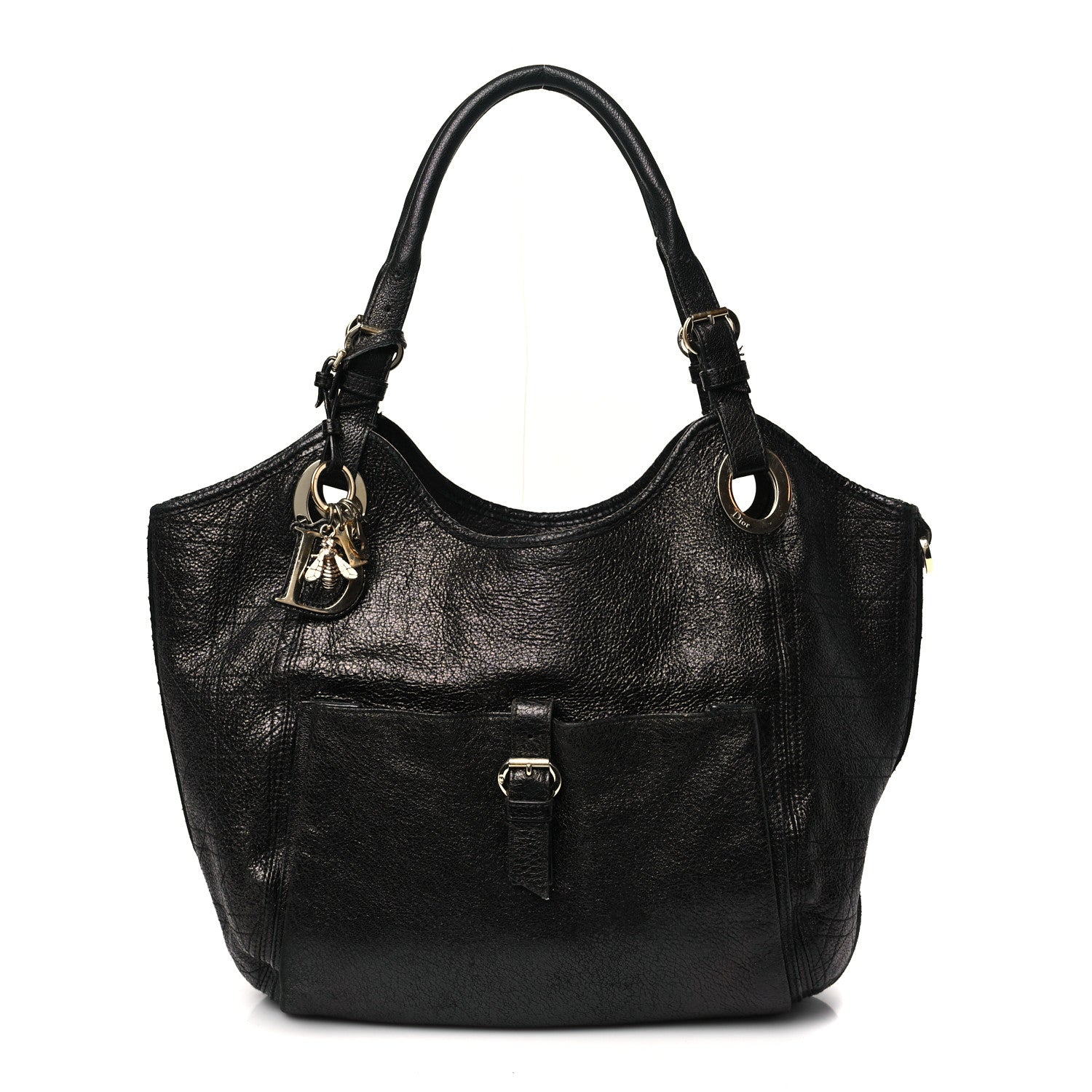 Christian Dior Ceramic Effect Deerskin Cannage Bee Tote Black 1 of 12