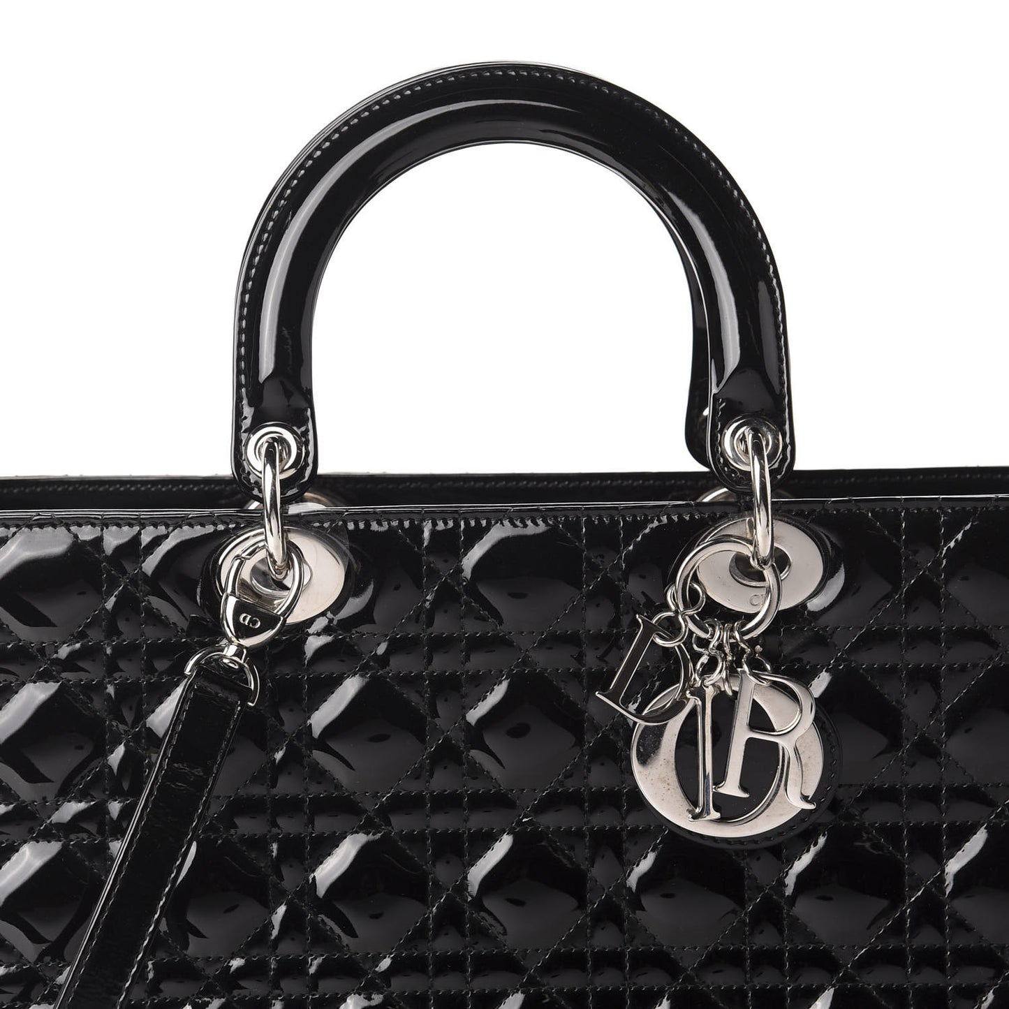Patent Cannage Large Lady Dior Black