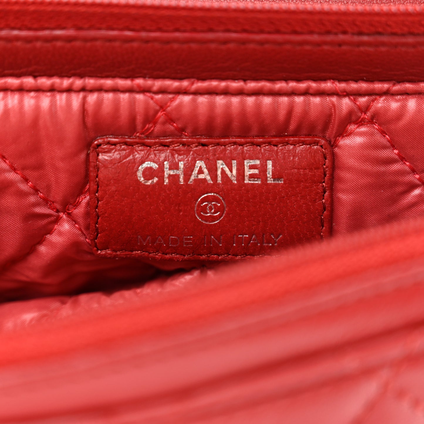 Lambskin Quilted Flap Cosmetic Case Red