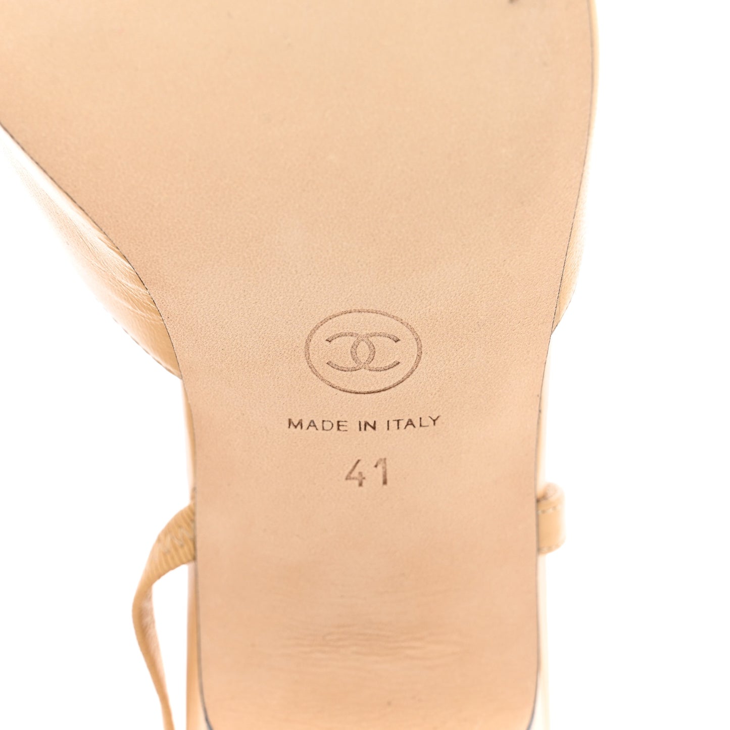 Goatskin Grosgrain Cap Toe CC Slingback Pumps 41 Beige Black